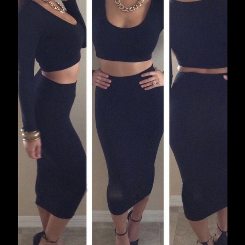 2 piece nylon skirt set